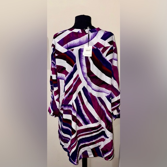 Calvin Klein New NWT Sz 2X Purple White Women's Blouse Shirt Top Light - Picture 4 of 8